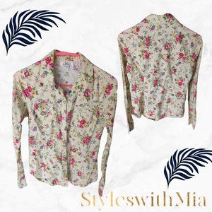 Yellow Floral Snap Button Top